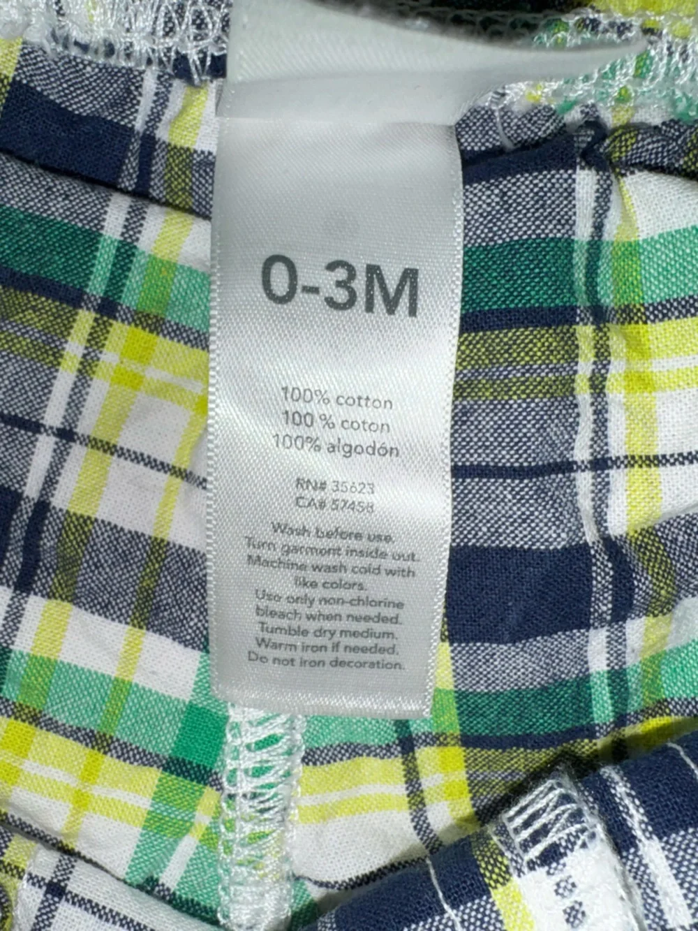 Carter's Child of Mine Plaid Shorts in Green, Yellow & Navy